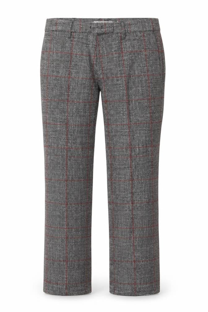 Mango Womens Grey Plaid Viscose Trousers Size 6 Regular Zip