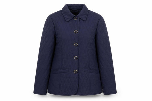 Front view of First Avenue women’s blue jacket, size UK 12, button