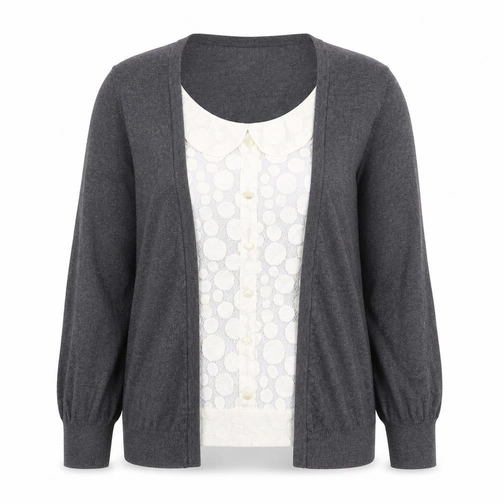 Front view of Next women’s grey scoop neck cotton jumper, size UK 8