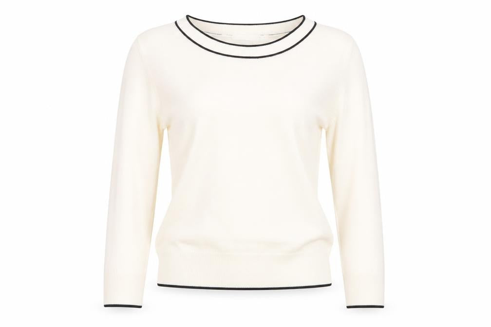 Front view of H&M women’s beige scoop neck cotton jumper, size S