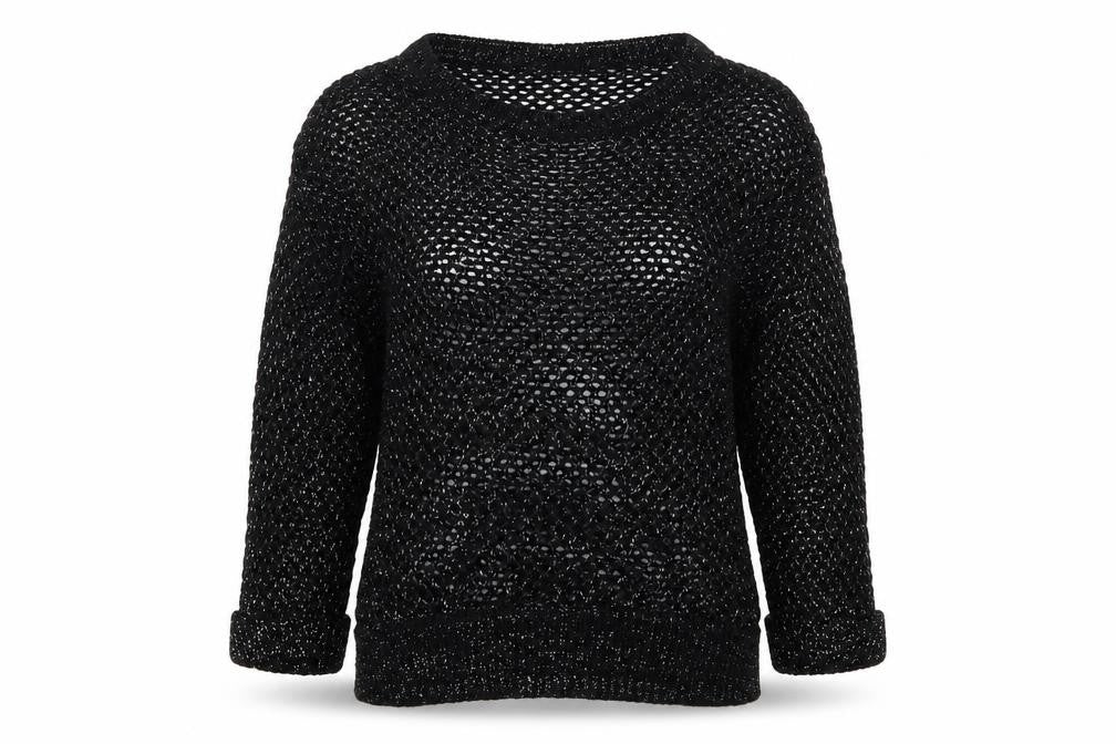 Front view of Wallis women’s black scoop neck acrylic jumper, size S