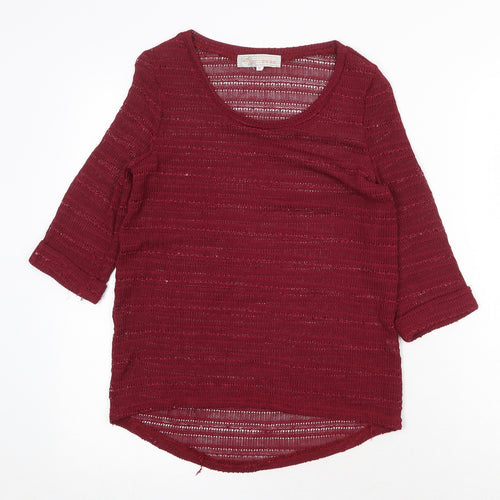 Cameo Rose Womens Red Scoop Neck Cotton Pullover Jumper Size M Pullover