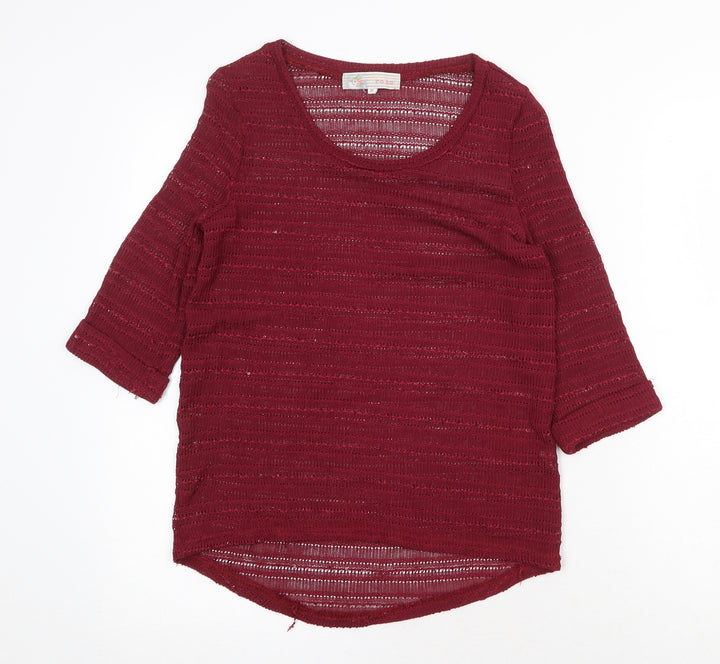 Cameo Rose Womens Red Scoop Neck Cotton Pullover Jumper Size M Pullover