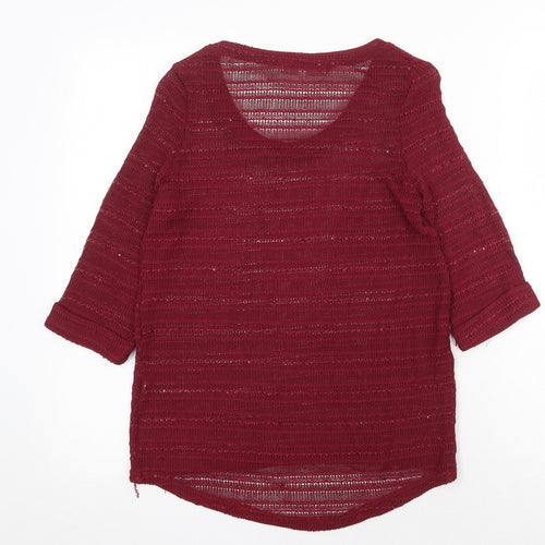 Cameo Rose Womens Red Scoop Neck Cotton Pullover Jumper Size M Pullover