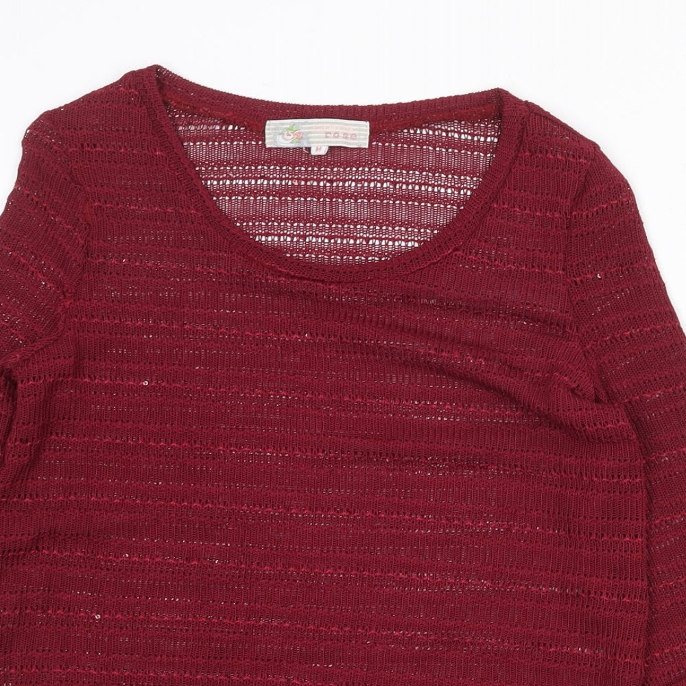 Cameo Rose Womens Red Scoop Neck Cotton Pullover Jumper Size M Pullover