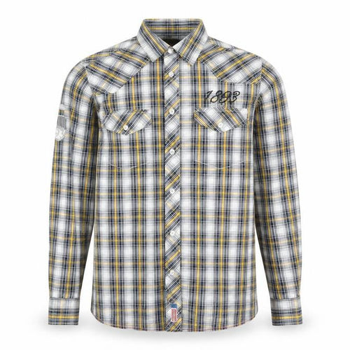 Rhode Island Mens Multicoloured Plaid Cotton Button-Up Size S Collared Button