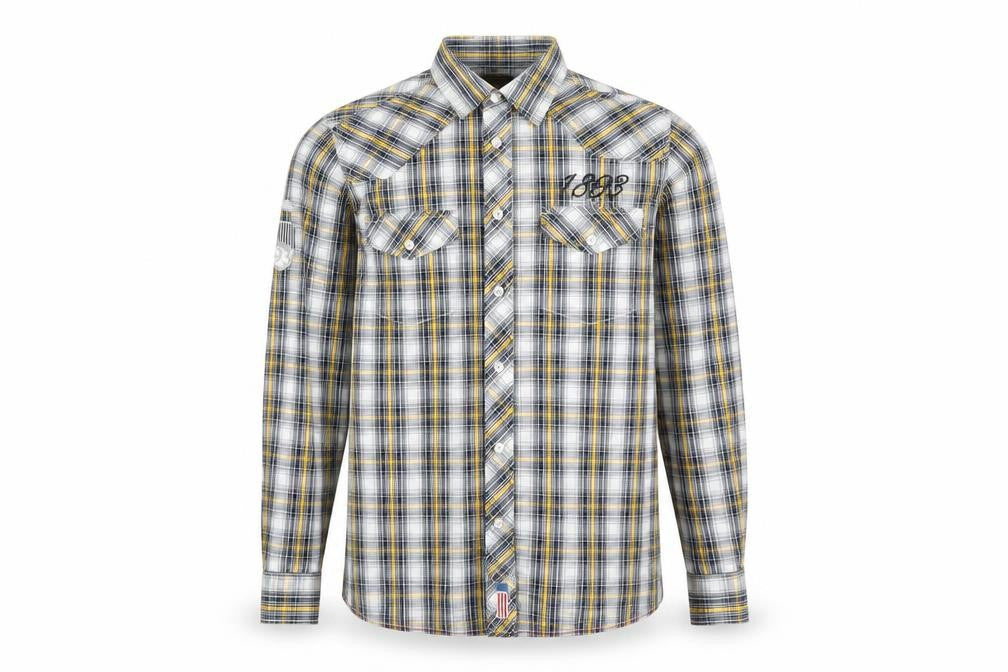 Rhode Island Mens Multicoloured Plaid Cotton Button-Up Size S Collared Button