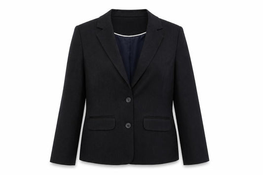Front view of Papaya women’s blue polyester jacket blazer, size UK 12
