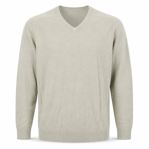 Marks and Spencer Mens Beige V-Neck Acrylic Pullover Jumper Size S Long Sleeve