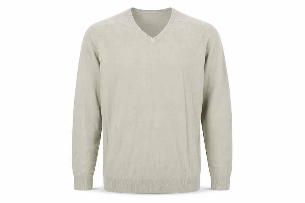 Marks and Spencer Mens Beige V-Neck Acrylic Pullover Jumper Size S Long Sleeve