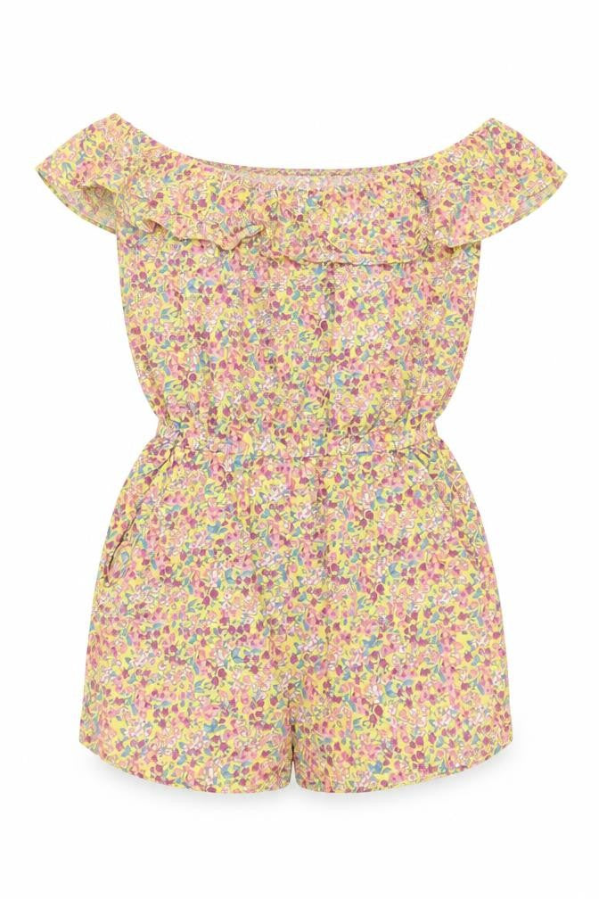 New Look Womens Yellow Floral Viscose Playsuit One-Piece Size 8 Pullover