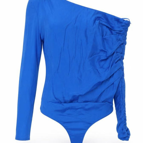Zara Womens Blue Viscose Bodysuit One-Piece Size S Snap