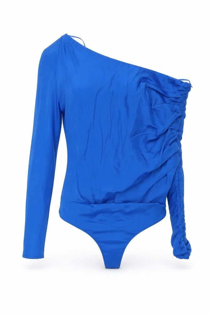Zara Womens Blue Viscose Bodysuit One-Piece Size S Snap