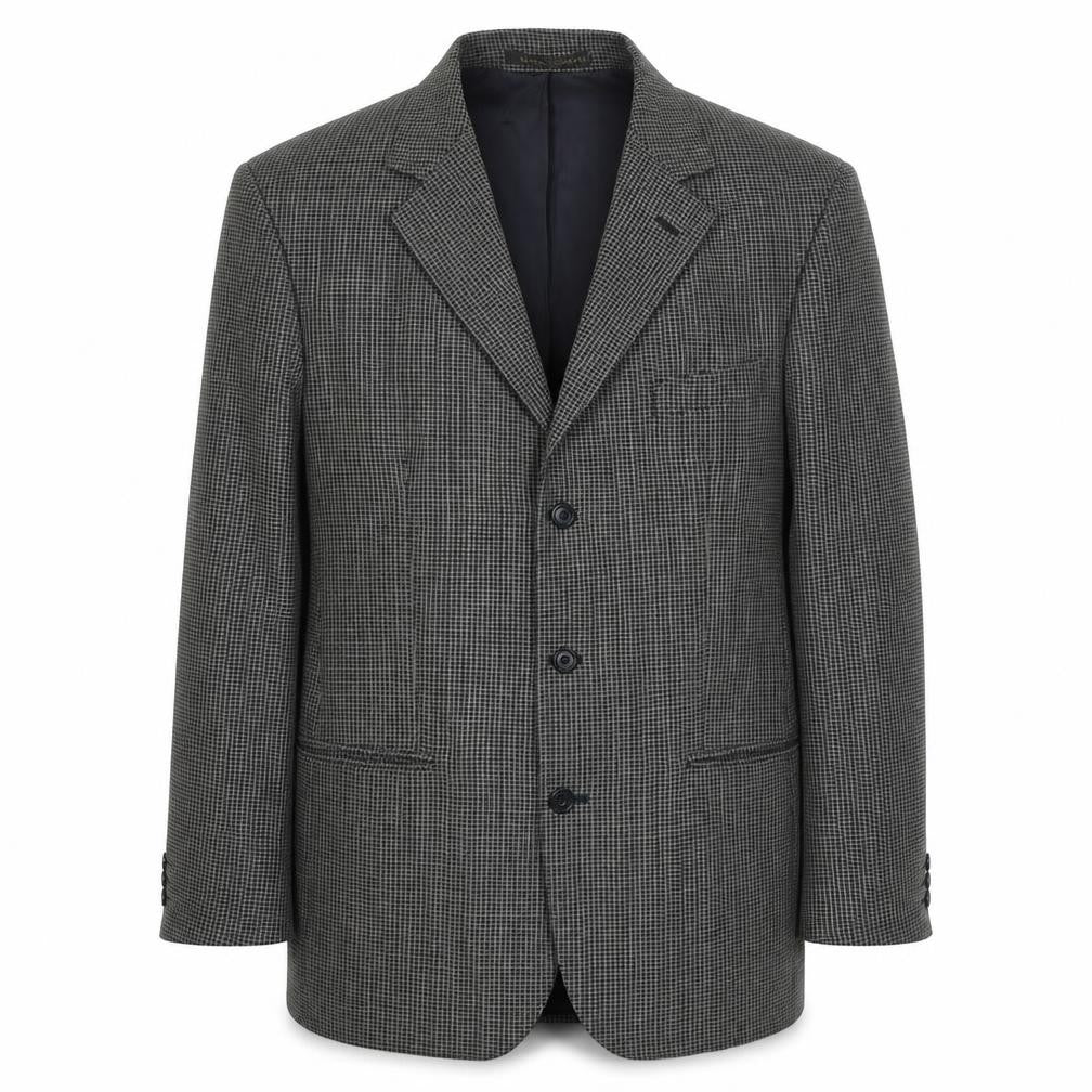 Front view of Marks & Spencer men’s brown geometric wool jacket blazer, size 40, regular