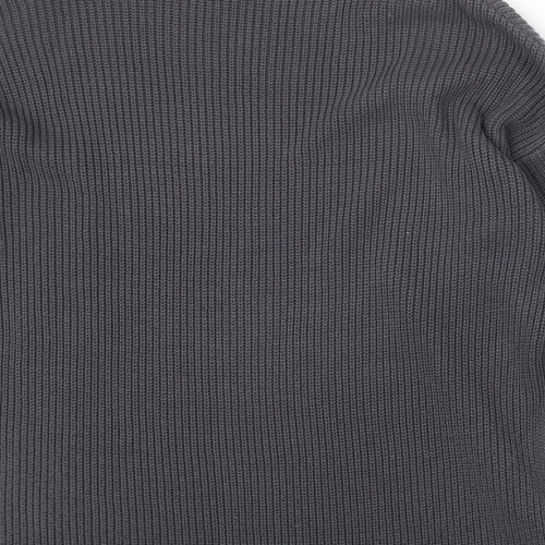 New Look Womens Grey Round Neck Acrylic Pullover Jumper Size 8 - Cut Out Detail