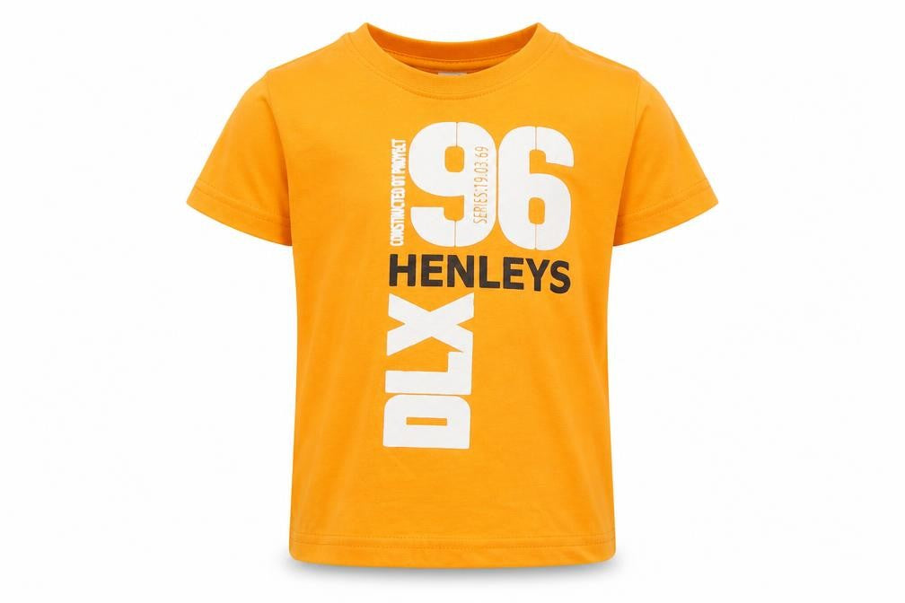 Front view of Roly boys’ orange 100% cotton basic t-shirt, size 12-18, months round neck pullover