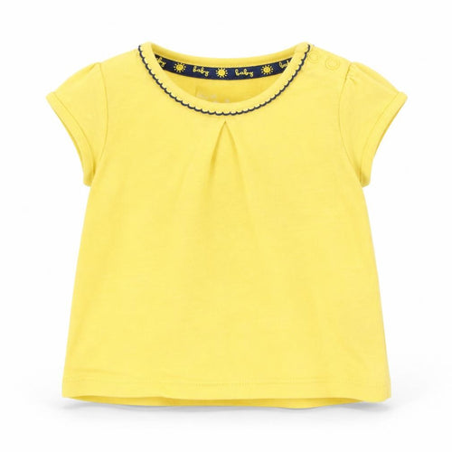 TU Girls Yellow 100% Cotton Basic T-Shirt Size 0-3 Months Round Neck Snap