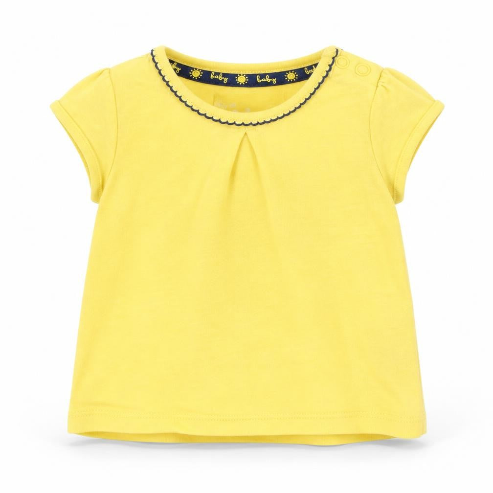TU Girls Yellow 100% Cotton Basic T-Shirt Size 0-3 Months Round Neck Snap