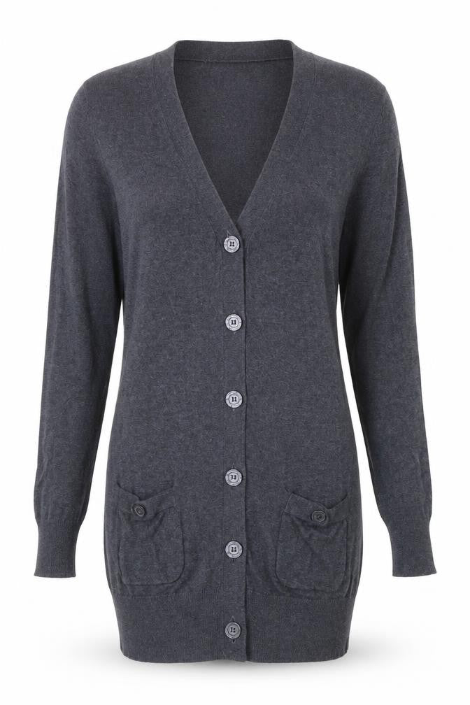 Mango Womens Blue V-Neck Cotton Cardigan Jumper Size S