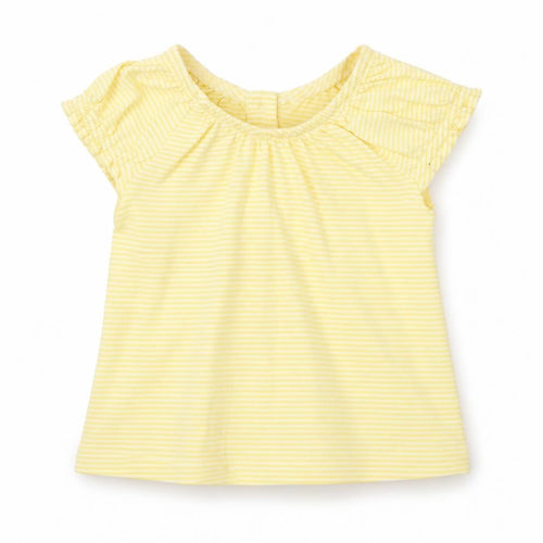 NEXT Baby Yellow Striped 100% Cotton Basic T-Shirt Size 0-3 Months Scoop Neck Button