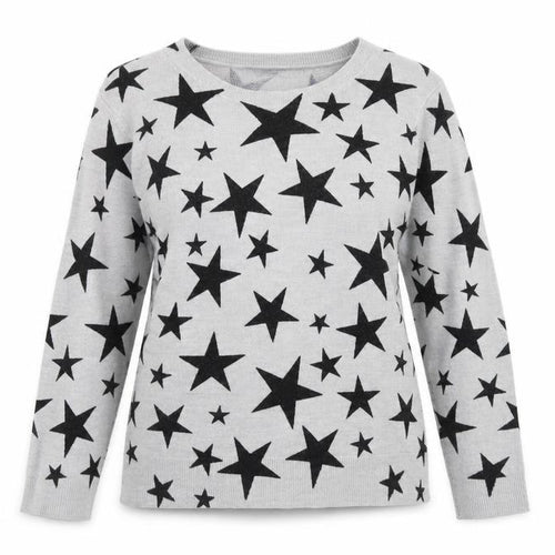 Marks and Spencer Womens Grey Boat Neck Geometric Acrylic Pullover Jumper Size 12 - Star Print