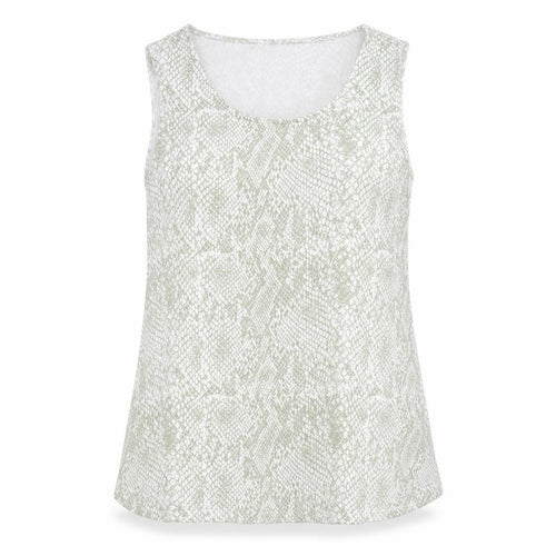 Bonmarché Womens Green Geometric Cotton Basic Tank Size 18 Scoop Neck - Snake print