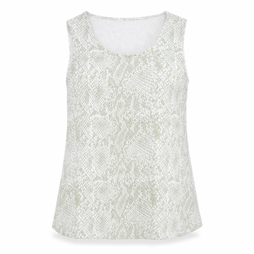 Bonmarché Womens Green Geometric Cotton Basic Tank Size 18 Scoop Neck - Snake print