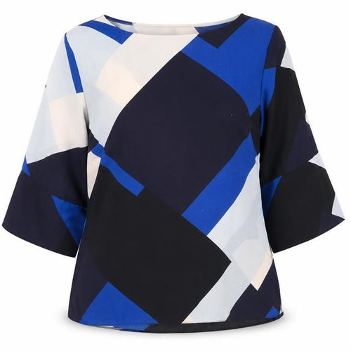 Dorothy Perkins Womens Multicoloured Geometric Polyester Basic Blouse Size 6 Round Neck