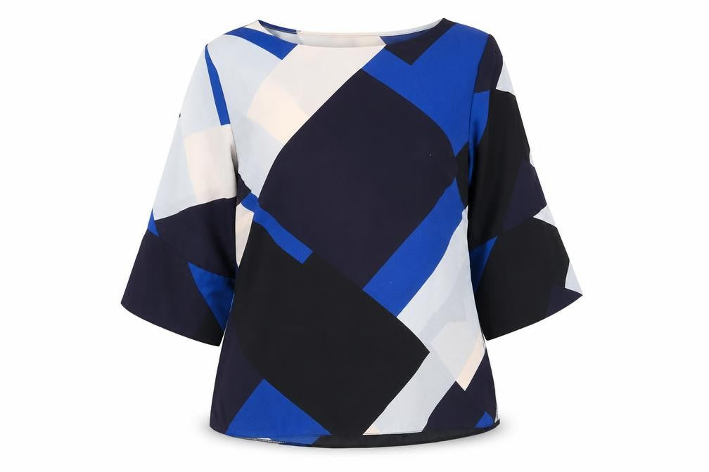 Dorothy Perkins Womens Multicoloured Geometric Polyester Basic Blouse Size 6 Round Neck