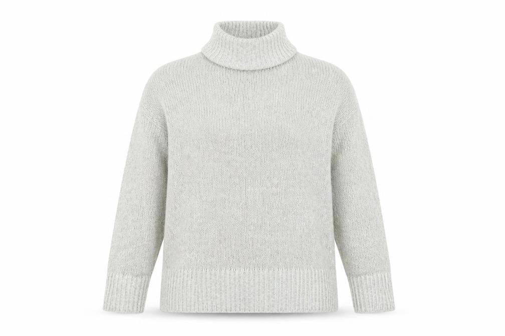 Front view of New Look women’s grey high neck acrylic jumper, size S