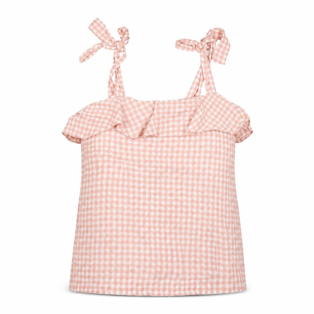 Next Womens Pink Check Polyester Basic Tank Size 6 Square Neck