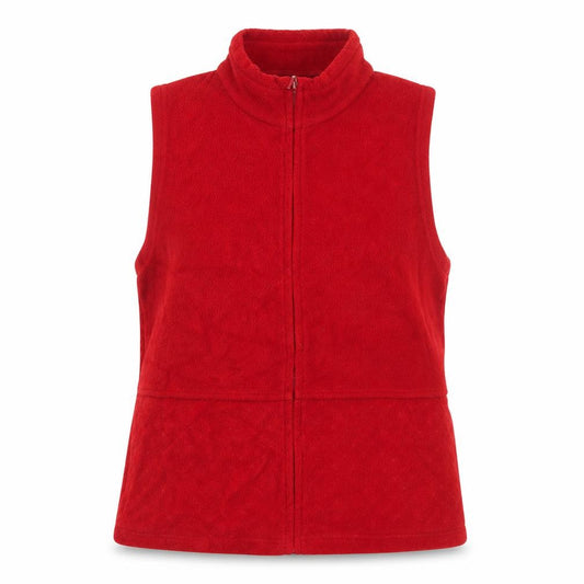 Front view of EMW women’s red gilet jacket, size M, zip
