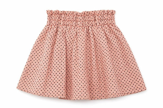 Front view of Lily.J London women’s pink polka dot viscose skater skirt one size