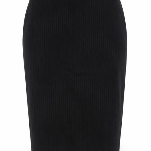 H&M Womens Black Striped Cotton A-Line Skirt Size L Zip