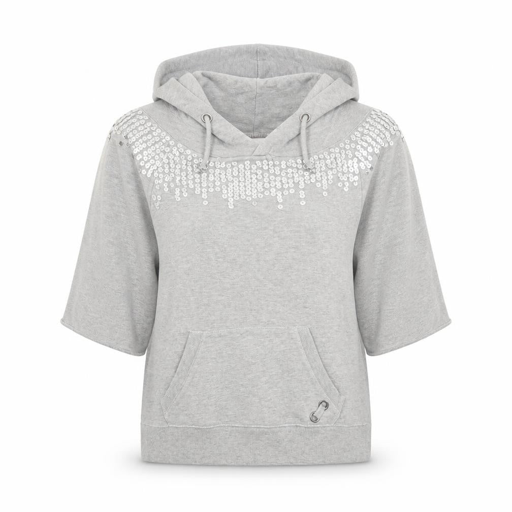 Front view of Tennis women’s grey cotton pullover hoodie, size M, pullover