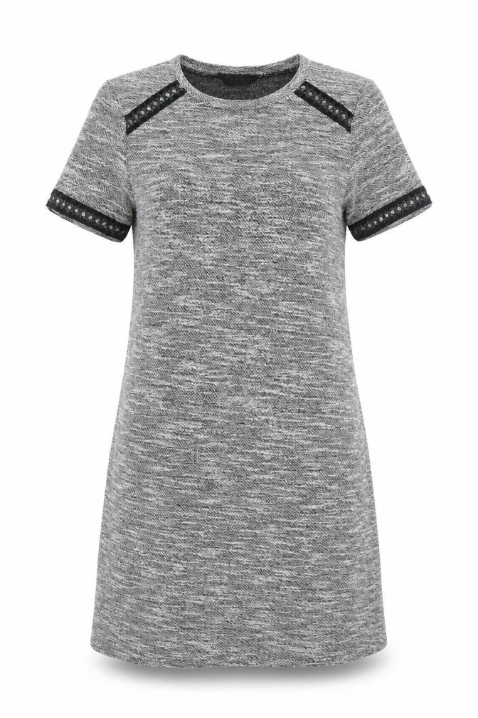 Front view of Miss Selfridge women’s grey polyester a-line, size UK 8, round neck pullover