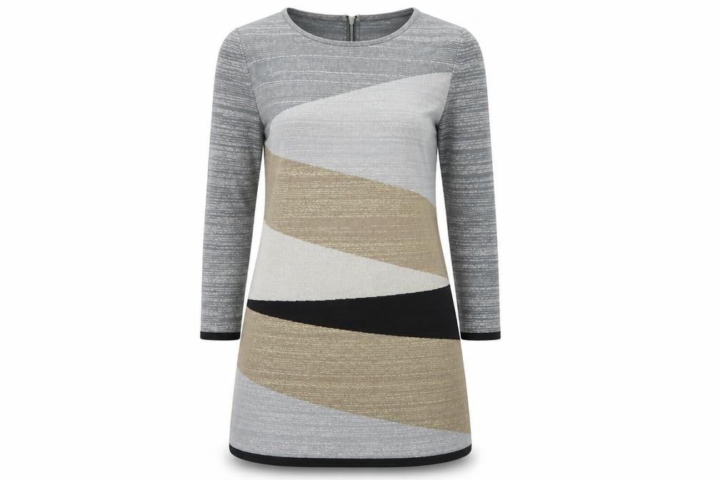 Wallis Womens Green Colourblock Acrylic A-Line Size M Round Neck Zip