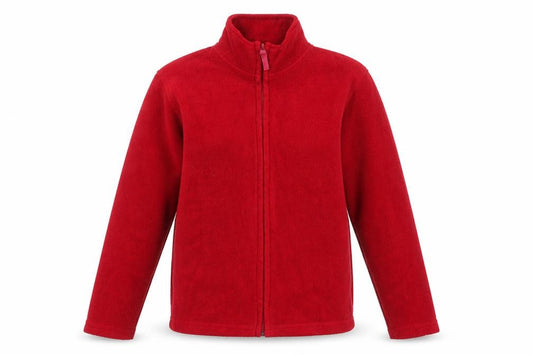 Front view of Jeff&Co women’s red jacket, size S, zip