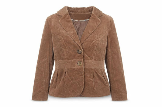 Front view of Country Casuals women’s brown jacket, size UK 10, button
