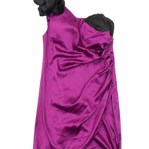AX Paris Womens Purple Polyester Mini Size 14 One Shoulder Zip - Shoulder Detail
