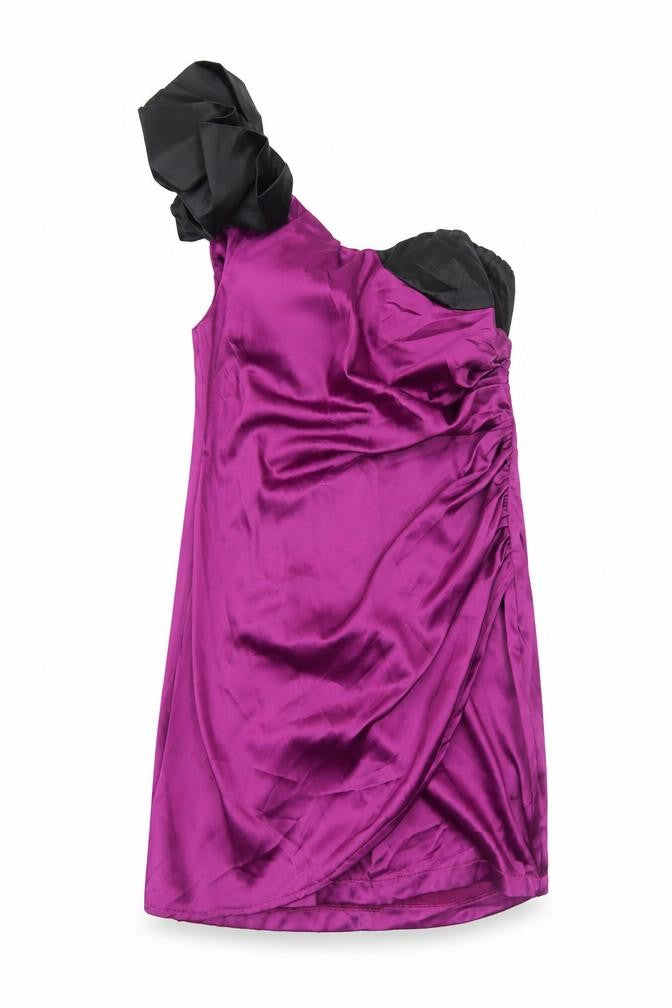 AX Paris Womens Purple Polyester Mini Size 14 One Shoulder Zip - Shoulder Detail