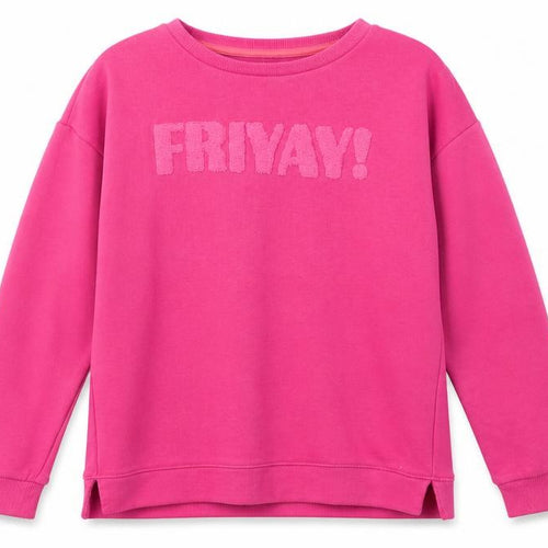 Marks and Spencer Girls Pink Cotton Pullover Sweatshirt Size 11-12 Years Pullover - Friyay!