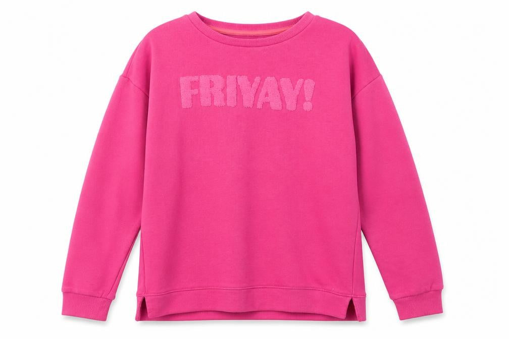 Marks and Spencer Girls Pink Cotton Pullover Sweatshirt Size 11-12 Years Pullover - Friyay!