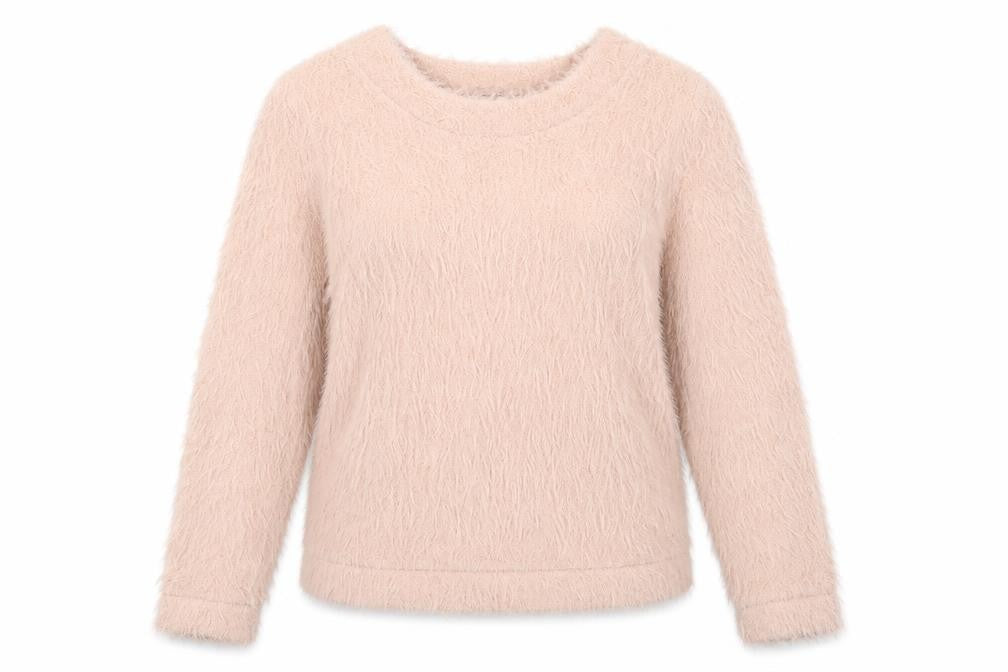 Front view of Next women’s pink boat neck polyester jumper, size UK 14
