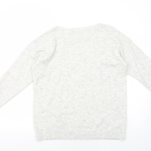 Dorothy Perkins Womens Grey Boat Neck Acrylic Pullover Jumper Size L