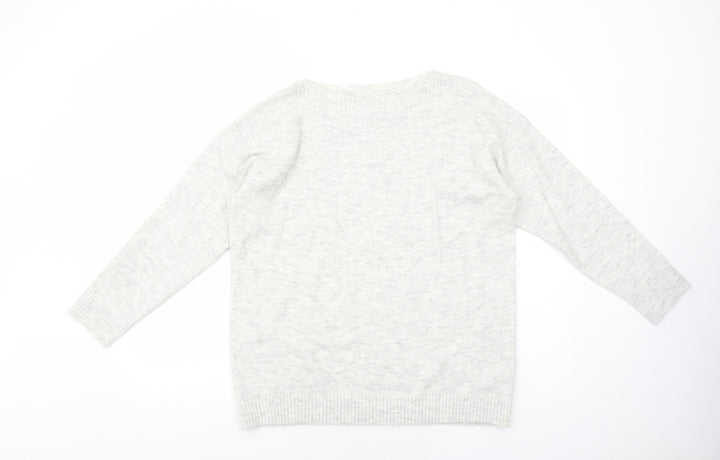 Dorothy Perkins Womens Grey Boat Neck Acrylic Pullover Jumper Size L