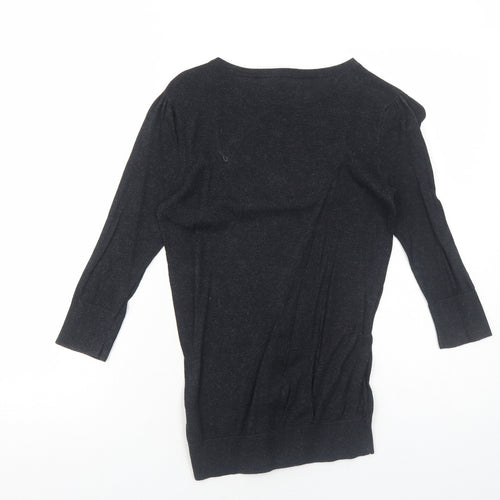 Topshop Womens Grey Round Neck Cotton Pullover Jumper Size 8 Pullover - Lace Front