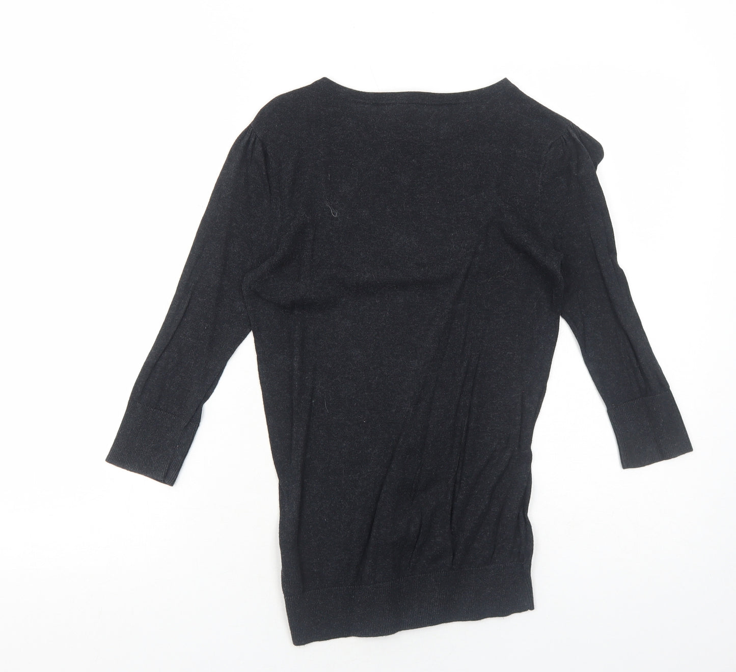 Topshop Womens Grey Round Neck Cotton Pullover Jumper Size 8 Pullover - Lace Front