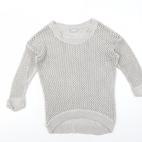 Wallis Womens Grey Crew Neck Polyester Pullover Jumper Size S Pullover