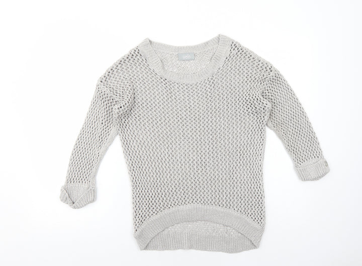 Wallis Womens Grey Crew Neck Polyester Pullover Jumper Size S Pullover